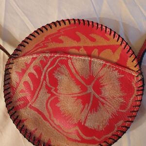 Patricia Nash Red and Tan Floral Crossbody Bag